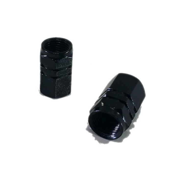 Paire de bouchons de valves \"ECROU\" NOIR (6 couleurs)