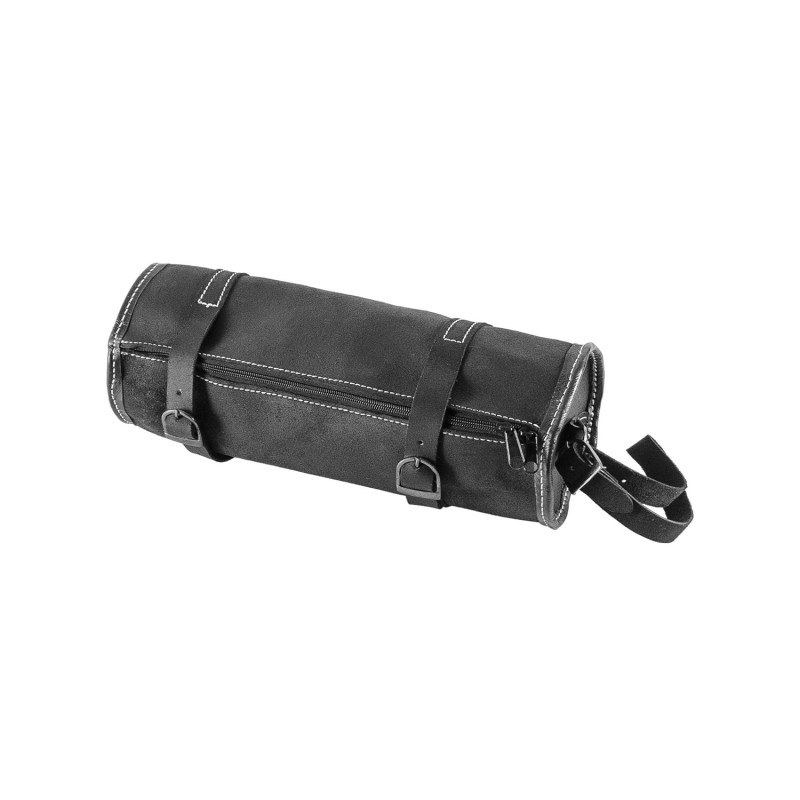 Suede leather rear tube saddlebag
